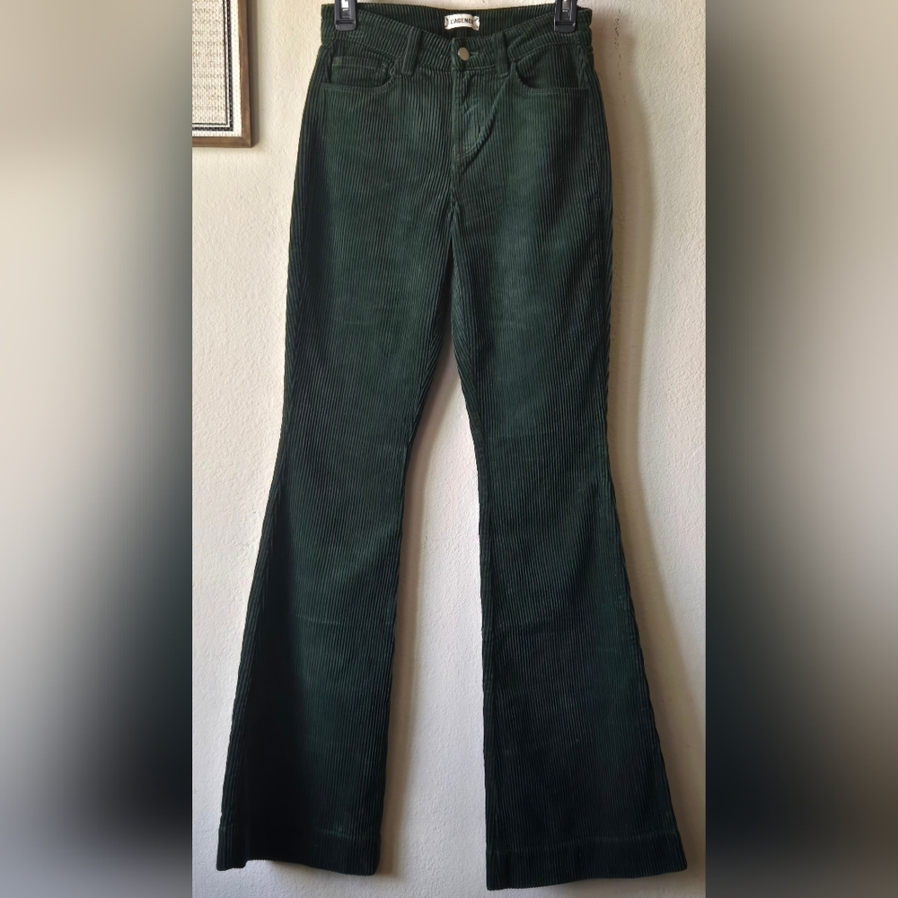 L'AGENCE Forest Green Corduroy Boot-Cut Pants